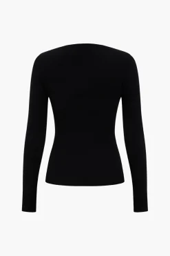 Contrast Knit Long-Sleeve Top