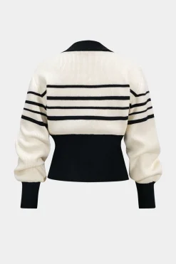 Contrast Knit Metallic Button Cardigan