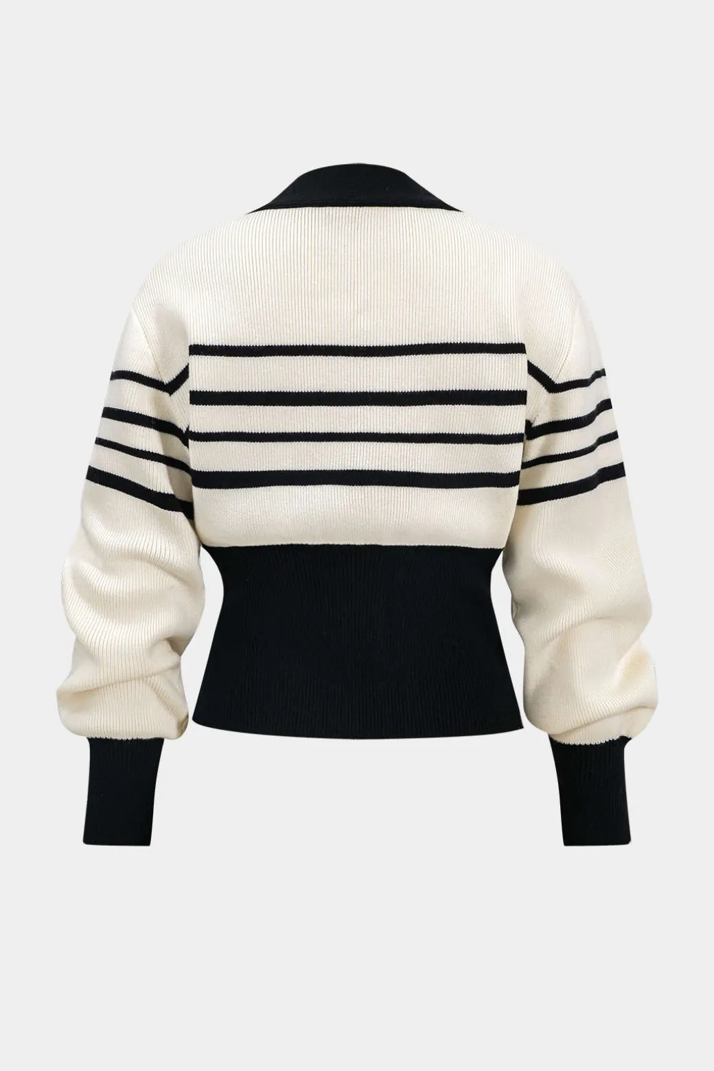 Contrast Knit Metallic Button Cardigan