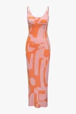 Contrast Knit Slip Maxi Dress