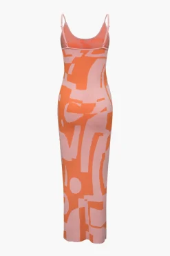 Contrast Knit Slip Maxi Dress
