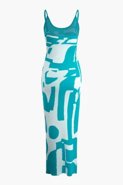 Contrast Knit Slip Maxi Dress
