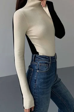 Contrast Long-Sleeve Top