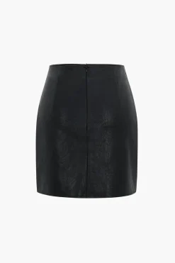 Contrast Pleated Faux Leather Mini Skirt