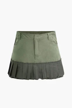 Contrast Pleated Mini Skirt