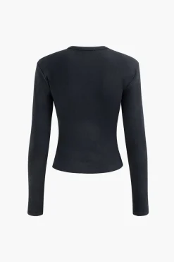 Contrast Ruched Long Sleeve Top