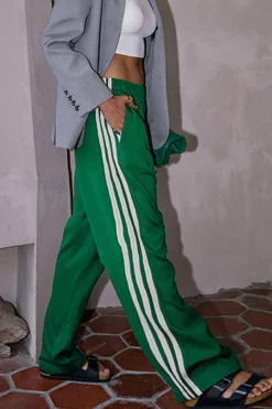 Contrast Side Stripe Pocket Elastic Waist Pants