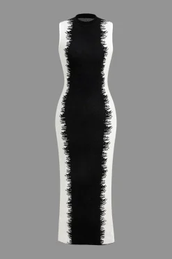 Contrast Sleeveless Bodycon Knit Dress