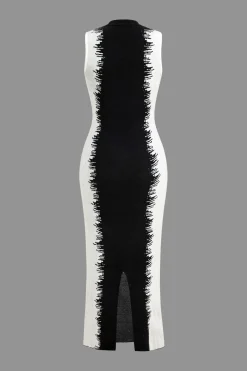 Contrast Sleeveless Bodycon Knit Dress