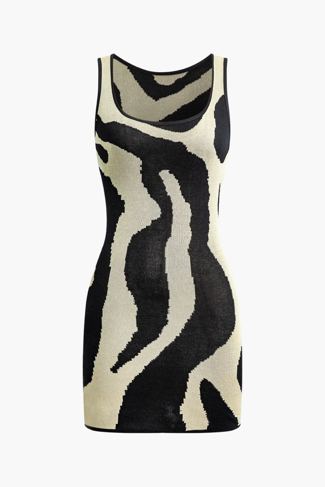 Contrast Sleeveless Knit Mini Dress