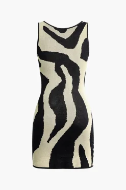Contrast Sleeveless Knit Mini Dress