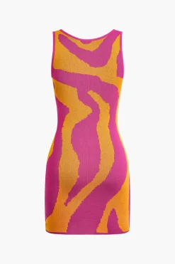 Contrast Sleeveless Knit Mini Dress