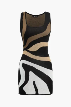 Contrast Sleeveless Knit Mini Dress