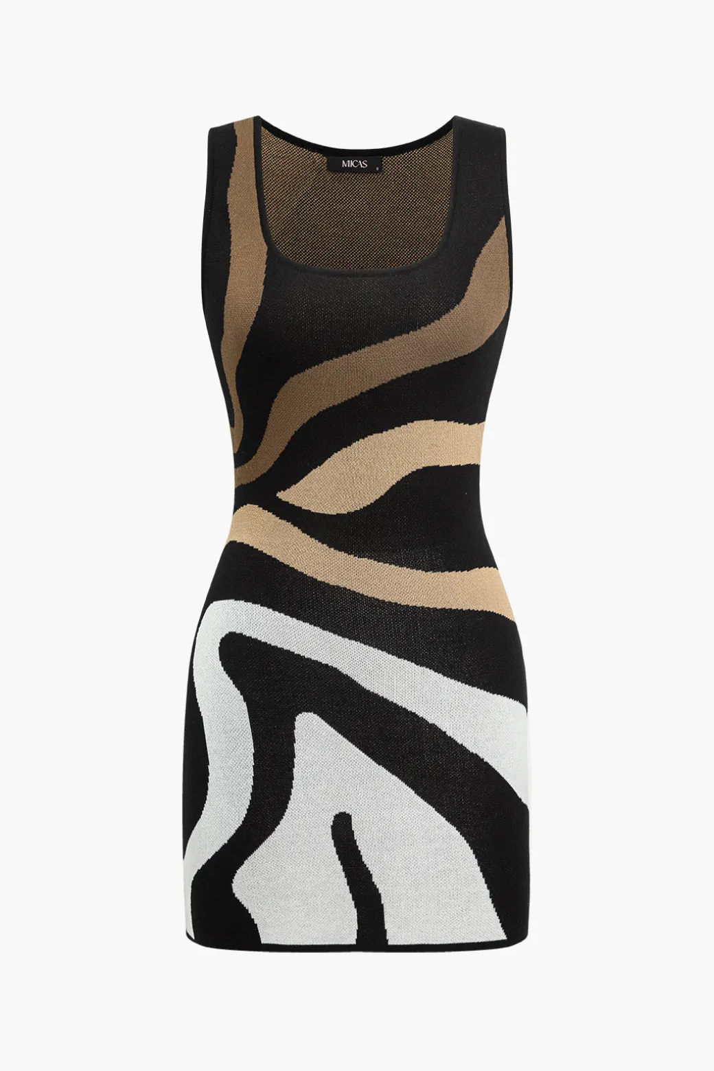 Contrast Sleeveless Knit Mini Dress