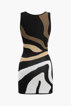 Contrast Sleeveless Knit Mini Dress