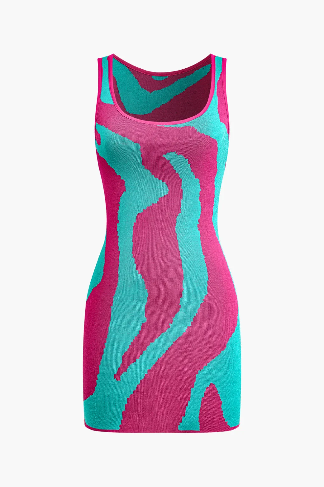 Contrast Sleeveless Knit Mini Dress