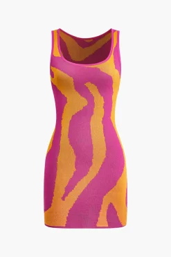Contrast Sleeveless Knit Mini Dress