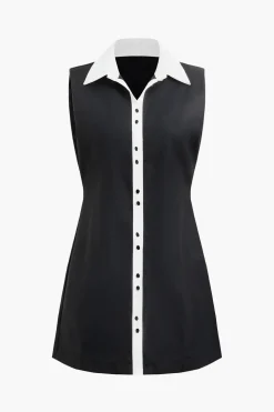 Contrast Sleeveless Mini Dress