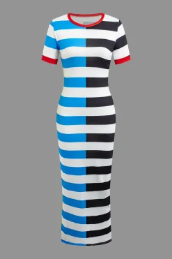 Contrast Striped Maxi Dress