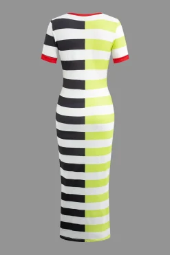 Contrast Striped Maxi Dress