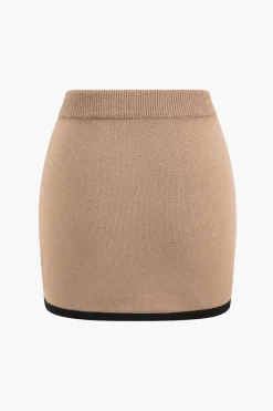 Contrast Sweater And Skirt Set