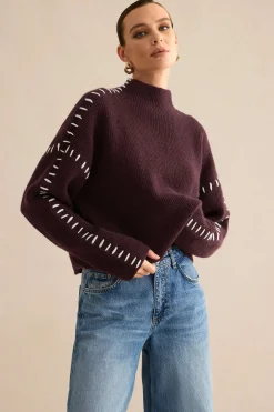 Contrast Sweater Long-Sleeve Top
