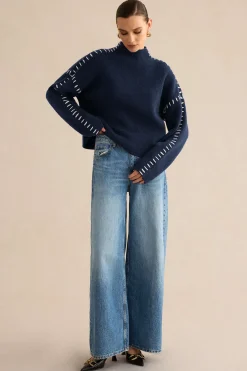 Contrast Sweater Long-Sleeve Top