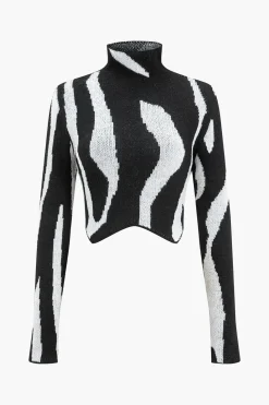 Contrast Sweater Long-Sleeve Top