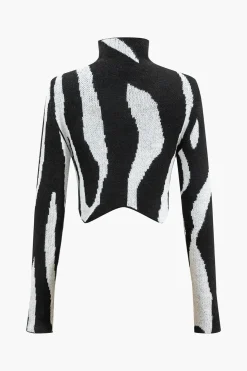 Contrast Sweater Long-Sleeve Top