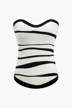 Contrast Sweater Tube Top