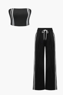 Contrast Tie-Up Trouser Sets