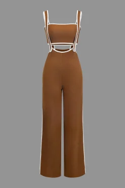 Contrast Trim Tube Top And Trouser Set