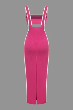 Contrast Trim Tube Top And Pinafore Dress Set