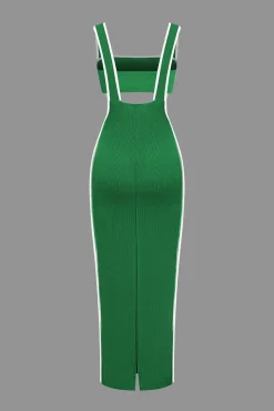 Contrast Trim Tube Top And Pinafore Dress Set