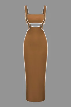 Contrast Trim Tube Top And Pinafore Dress Set