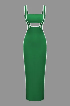 Contrast Trim Tube Top And Pinafore Dress Set