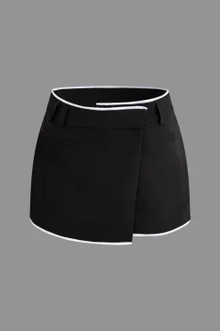 Contrast Trim Wrap Skort