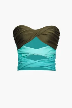 Contrast Twisted Front Tube Top