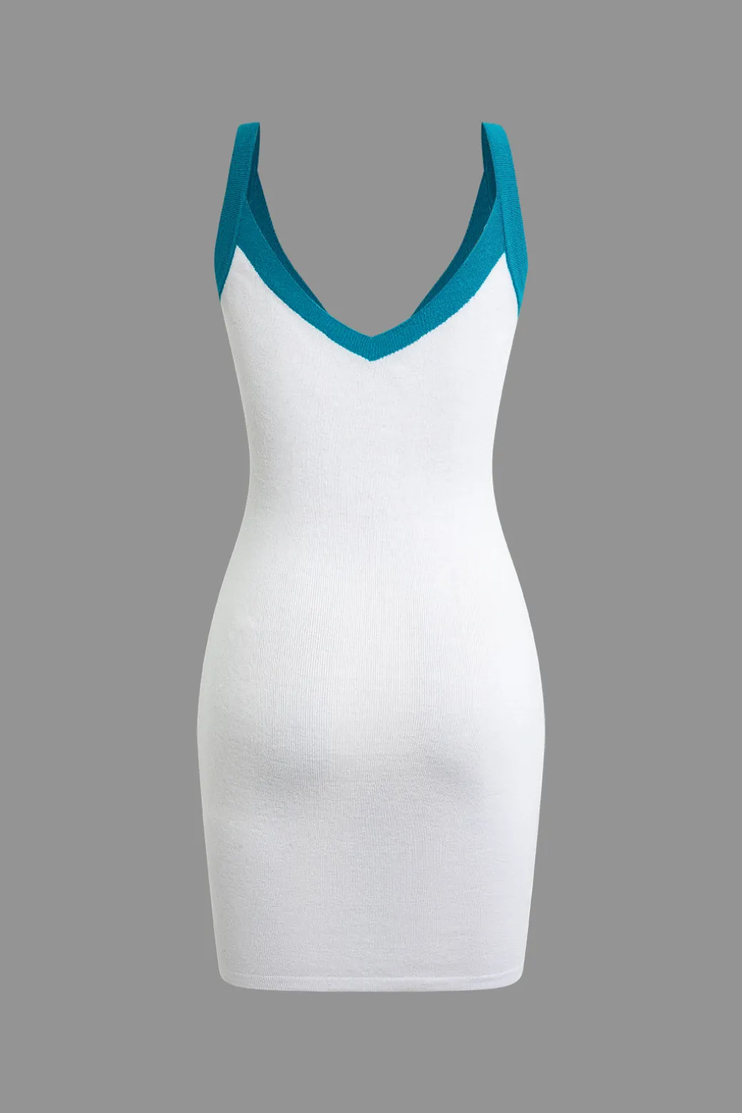 Contrast V-neck Knit Mini Dress