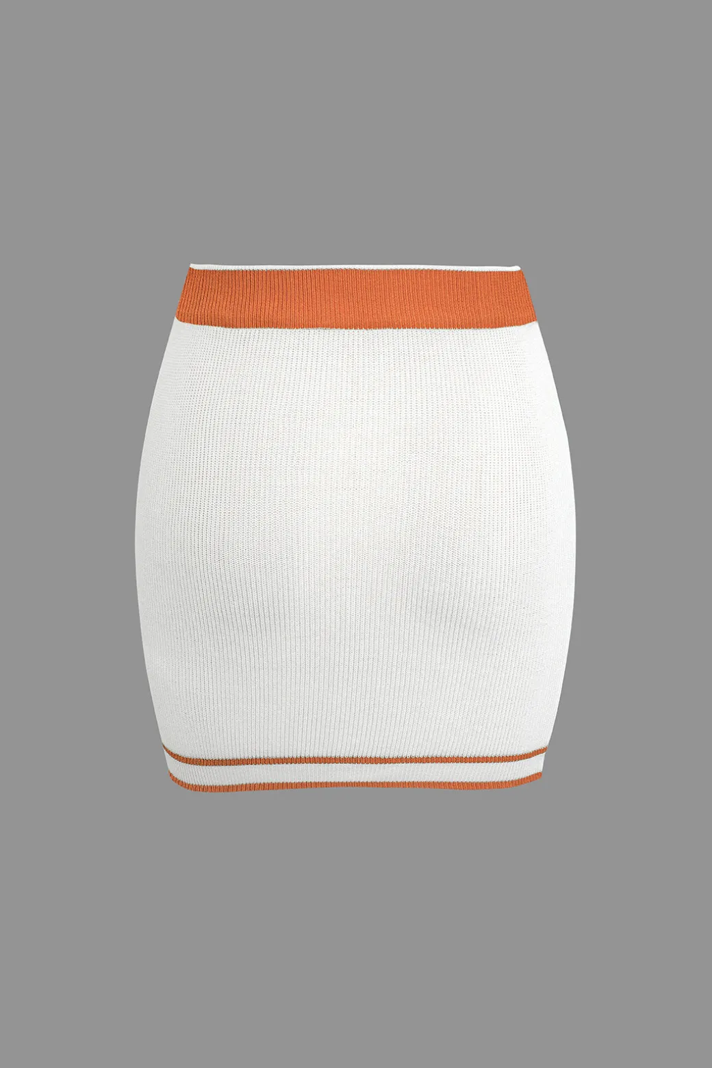 Contrast V-neck Knit Top And Mini Skirt Set