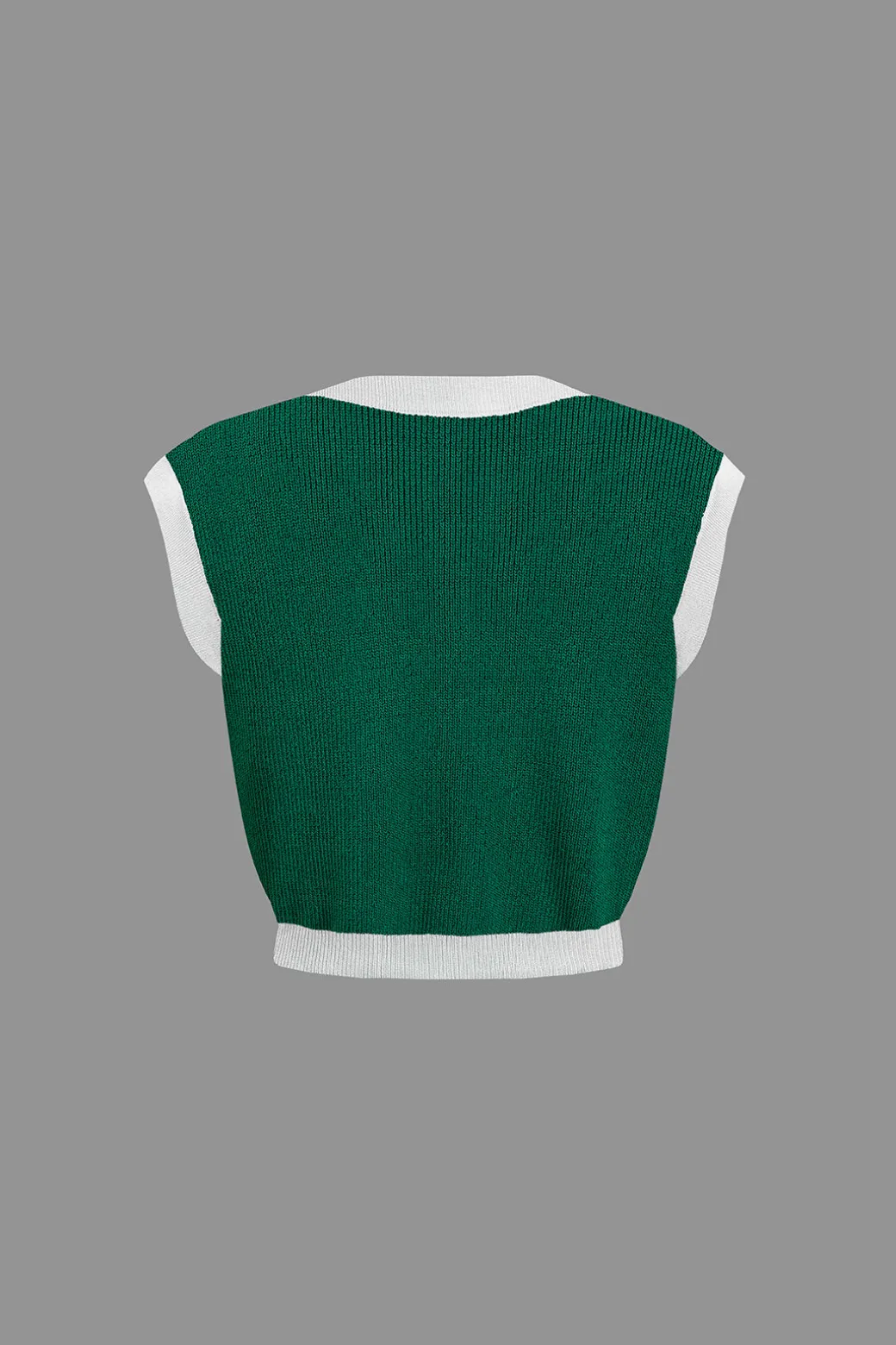 Contrast V-neck Knit Top And Mini Skirt Set