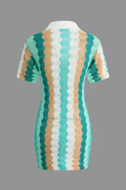 Contrast Wavy Stripe Knit Dress