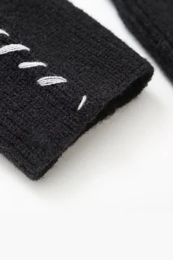 Contrast Whipstitching Turtleneck Long Sleeve Sweater