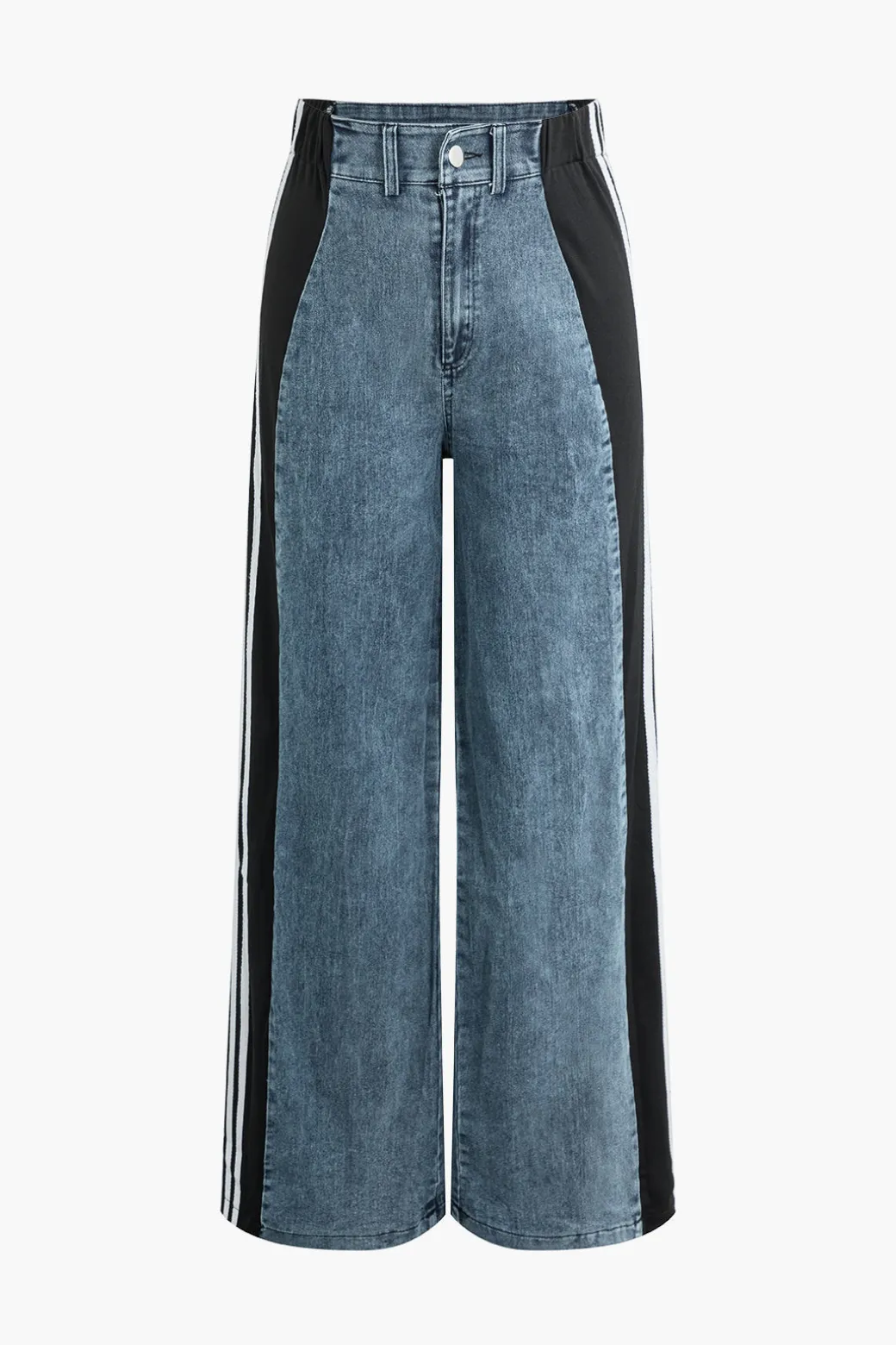 Contrast Wide Leg Jeans