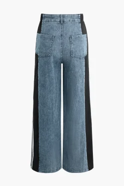 Contrast Wide Leg Jeans