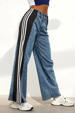 Contrast Wide Leg Jeans