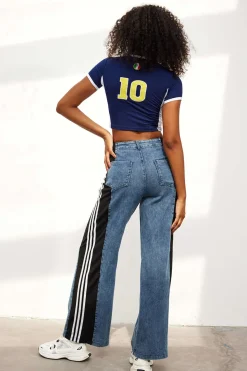 Contrast Wide Leg Jeans