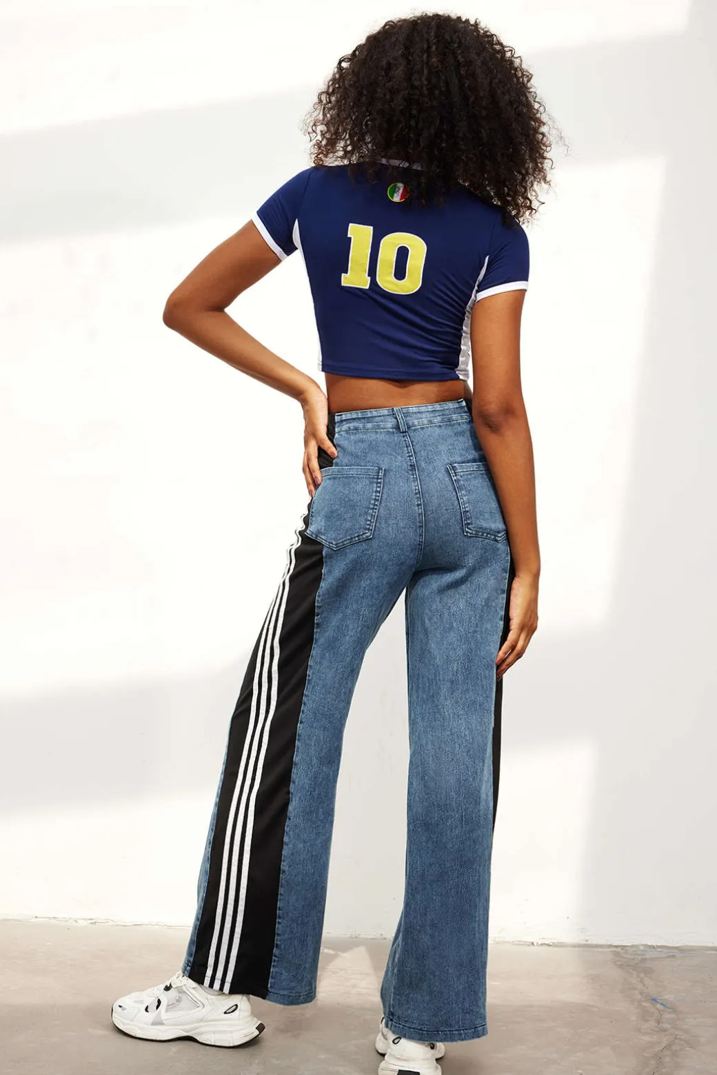Contrast Wide Leg Jeans