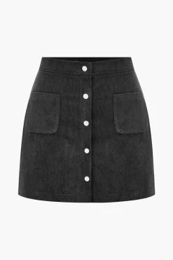 Corduroy Button Skirt