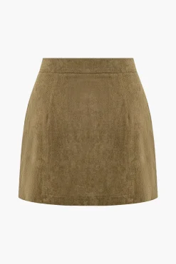 Corduroy Button Skirt